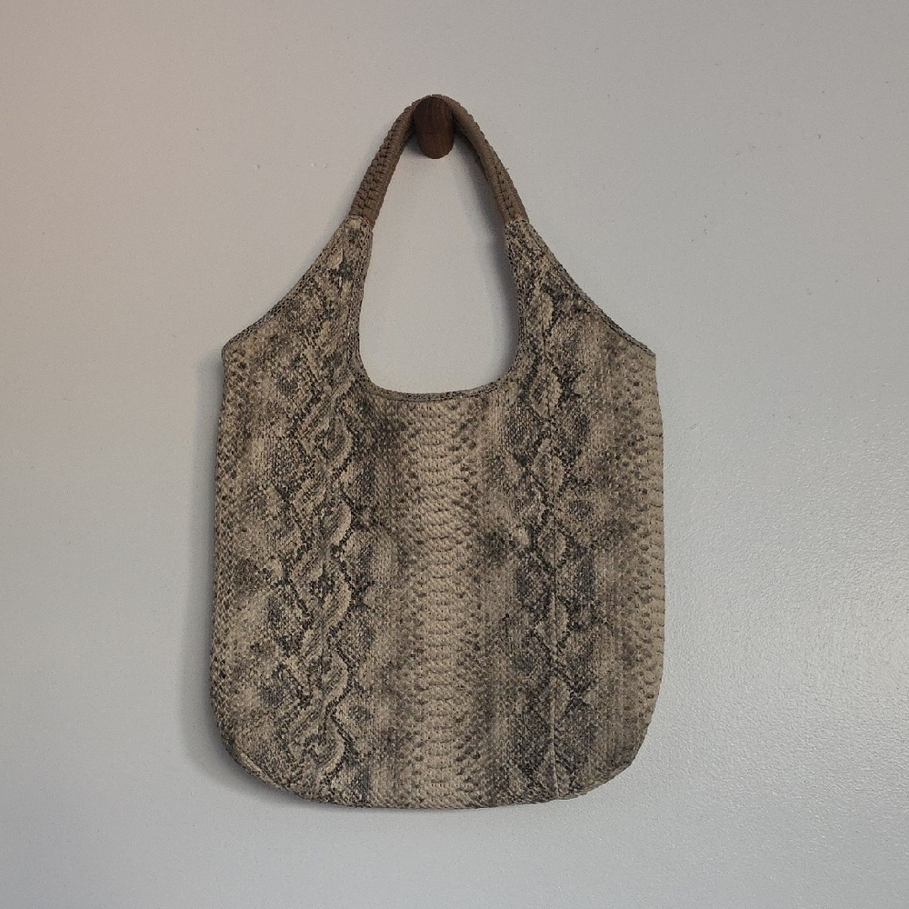 Echo Tan and Brown Snake Print Shoulder Bag